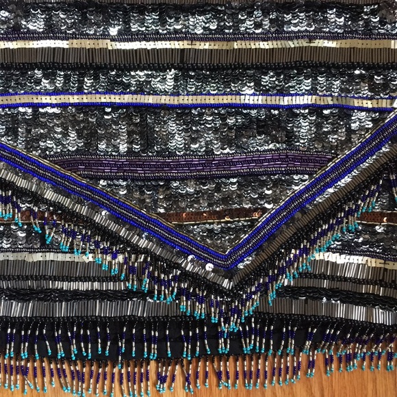 PARKER Black Label All-Over Beaded Mini Skirt Sz 6 - Picture 4 of 7